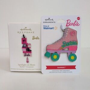 Barbie Hallmark Christmas Ornaments - Pink Roller Skate, Spotlight on Shoes 2011